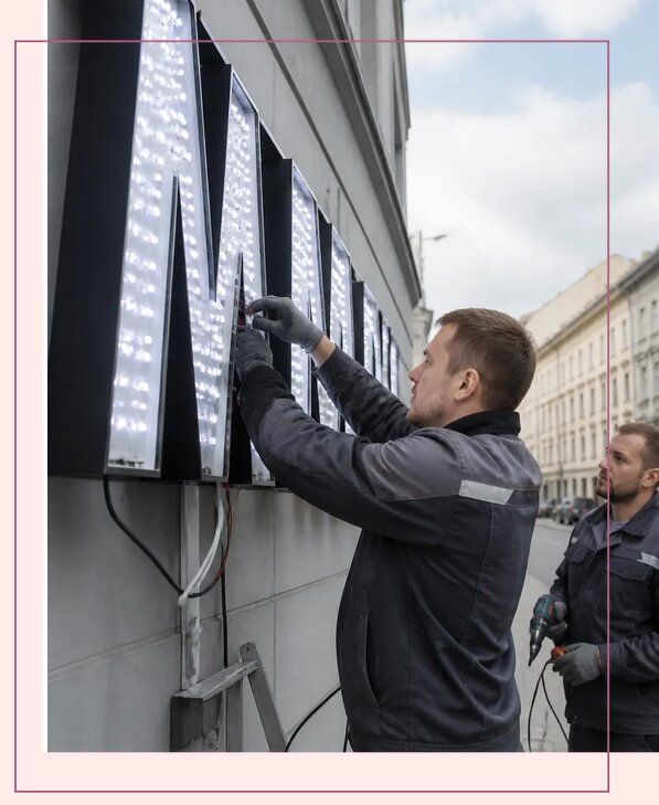 Изготовление и монтаж светодиодных LED вывесок в Рославле